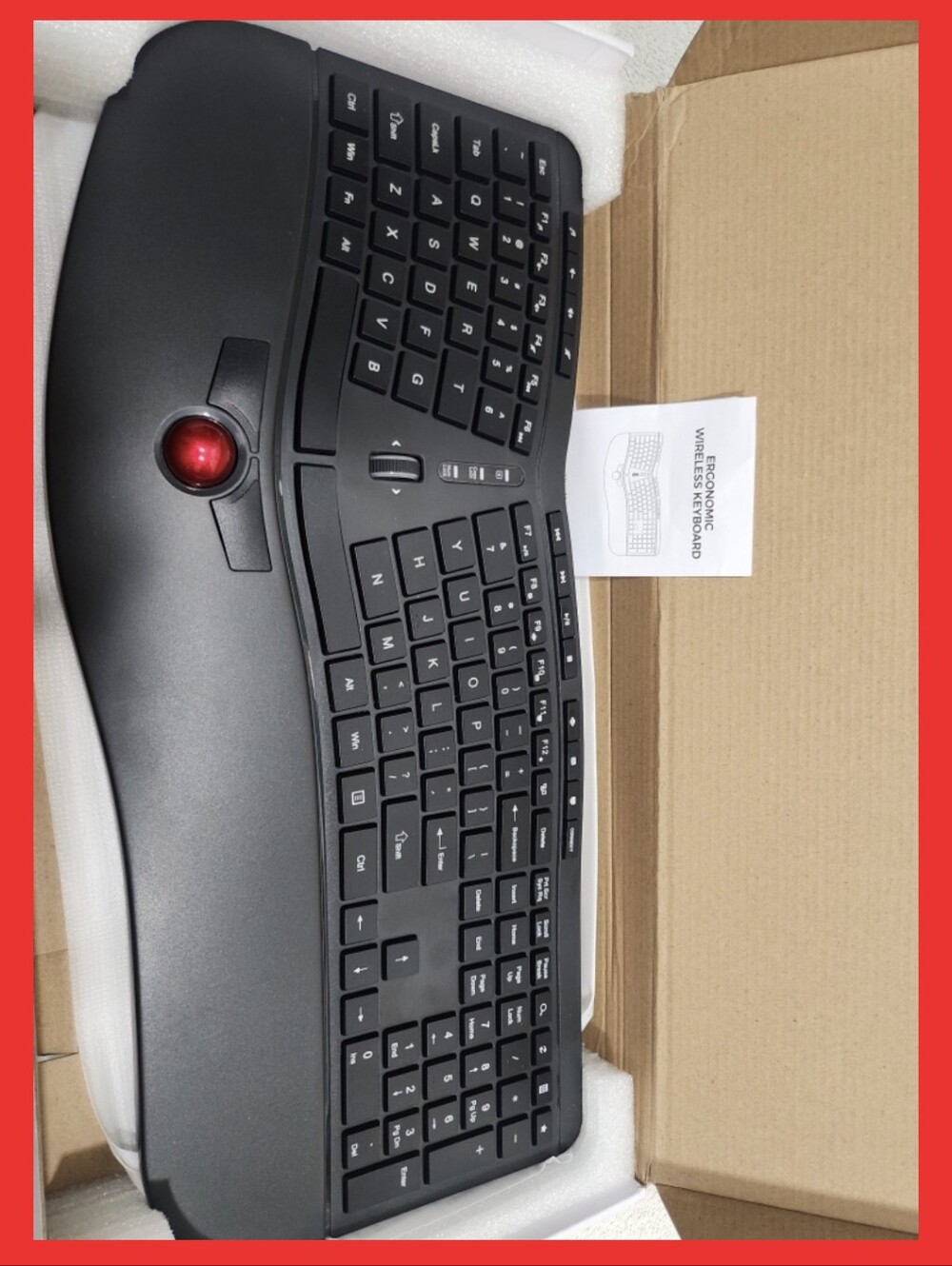 Ergonomic Wireless Trackball Full Size Keyboard